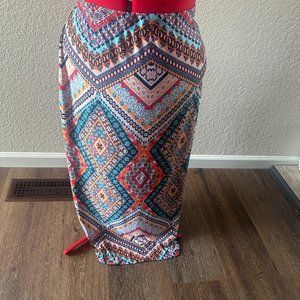 Westport 1962 Colorful Geometric Tribal Print Maxi Skirt Size 2X